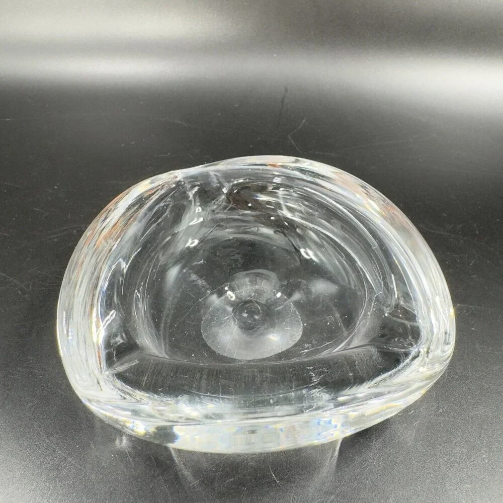 Venetian Clear Glass Dish Small Ashtray Made In‎ Italy Manganese 365nm Green UV